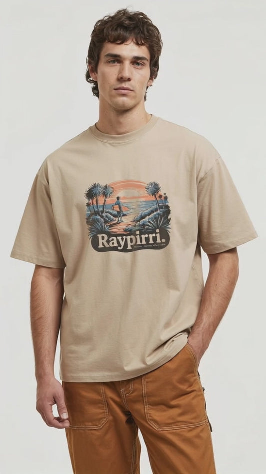 Sunset Surfer Raypirri – Woy Woy Edition Unisex organic ribbed neck t-shirt